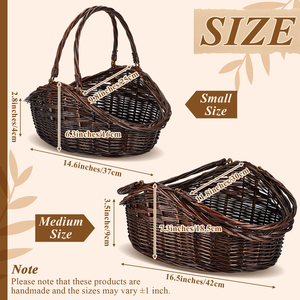 Cesta Ovalada de Mimbre de Lujo con Estilo Vintage para Regalos del Día de la Madre, Cesta <span class=keywords><strong>Navideña</strong></span>, Almacenamiento, Empaque de Regalos con Asa <span class=keywords><strong>Elegante</strong></span> - Product Image 2
