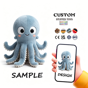 Peluche de <span class=keywords><strong>Pulpo</strong></span> Azul Personalizado de Alta Calidad, <span class=keywords><strong>Venta</strong></span> Directa de Fábrica, Hecho con Tela Suave y Relleno de Algodón PP, Peluche Personalizado - Product Image 1
