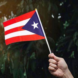 Custom Printing Cheap Wholesale 100% Polyester 14x21cm Puerto Rico Small <b>Flag</b> Puerto Rican Mini Hand Held Stick <b>Flag</b> With Pole - Product Image 6
