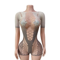 Combinaison de danse sexy avec strass, tenue de scène scintillante, tenue de danseuse exotique, tenue de strip-teaseuse, justaucorps de pole dance pour femmes
