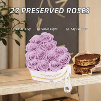 Nouvelles roses préservées en boîte ronde de 27 fleurs pour mariage, Saint-Valentin, remise de diplôme, Noël