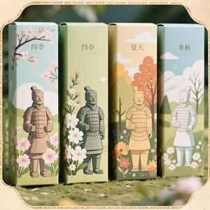 Boîte cadeau puzzle personnalisée en poterie peinte, guerriers et chevaux en terre cuite, emballage de marchandises sur mesure, boîte cadeau culturelle de musée - Product Image 4