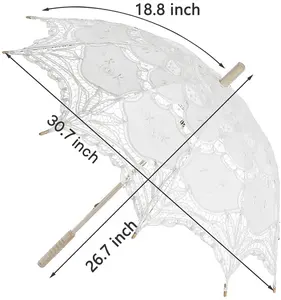 Groothandel Vintage Bruid Kant Bruiloft Paraplu Witte Parasols Handgemaakte Stof Chinese Ambachtelijke Paraplu