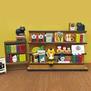 Serie de Librerías Fox Hall de Zakka Japonés, Estantería para Libros con Diseño de Gato, Adornos Pequeños y Lindos, Escena en Miniatura - Product Image 1