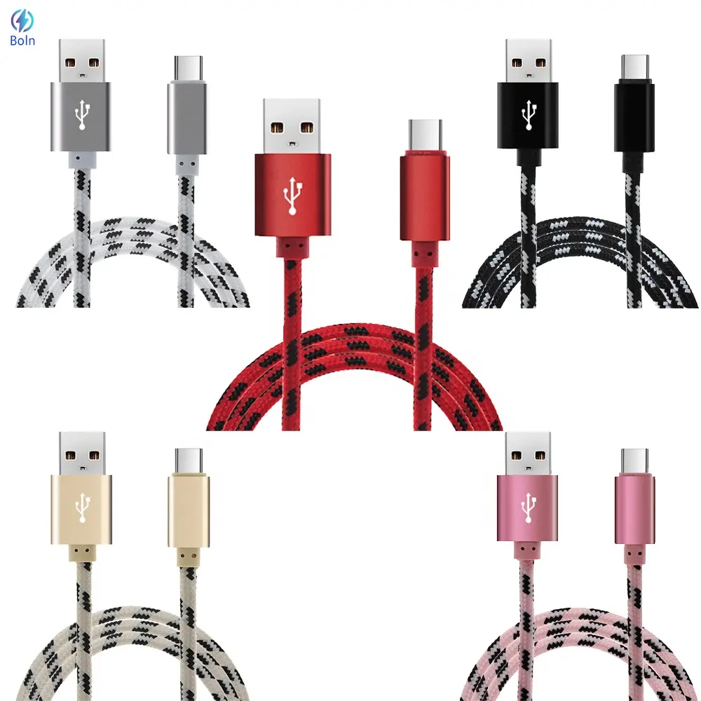 Kabel Data USB Pengisian Daya Cepat, Kabel Data USB 10 Kaki, Nilon Kepang, Kabel Pengisian Daya Cepat untuk iPhone Pengisi Daya 1M 2M 3M USB C Kabel Mikro USB