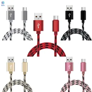 Cable de datos USB de 10 pies, Cable de carga rápida con cabeza de Metal trenzada de nailon para cargador de iPhone de 1M, 2M, 3M, Micro USB C, precio barato