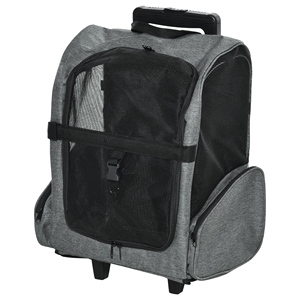 PawHut 2-in-1 Dog and <b>Cat</b> Carrier <b>Backpack</b> 42x25x55cm Grey with Side Pockets and Telescopic Handle & Wheels - Product Image 1