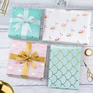 Custom Flamingo Gold Foil Art <b>Paper</b> <b>Roll</b> 100GSM Double-Sided Recyclable Eco-Friendly Gift <b>Wrap</b> for Crafting and Packaging - Product Image 4