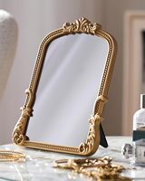 Miroir de courtoisie carré vintage CMGL en résine, style éclectique, doré, décoratif, pour salle de bain, coiffeuse, mur, entrée, 11.6x9.0