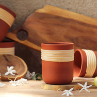 Ensemble bouteille d'eau et gobelet en terre cuite avec bouchon Orange en liège récipient d'eau en céramique d'argile avec tasse