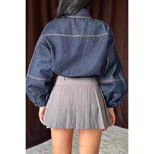 Chaqueta Corta de Mezclilla Azul para Mujer, 100% Algodón con Decoración de Cuentas, Top de Moda - Product Image 1