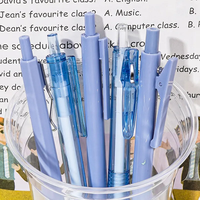 Meihui 5pcs beau stylo gel rétractable ensemble 0.5mm presse à encre noire stylo d'écriture à séchage rapide pour le bureau de l'école