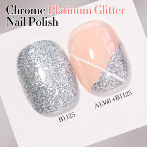 Vernis à ongles en gel UV Chrome Platinum Glitter, couleur métallique réfléchissante pour salon et manucure DIY - Product Image 1