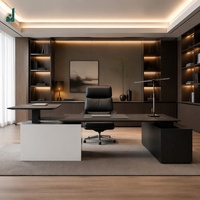 Bureau de direction moderne à niveaux JQYX Série Elite, réglable en hauteur, avec rangement, placage bois, écologique, pour PDG, Président, Entreprise