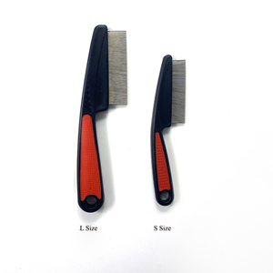Rubber Handle <strong>Dog</strong> Hair Comb, Flea Comb, Long and Short Teeth Comb <strong>Grooming</strong> Tools OPP <strong>Bag</strong> or Blister Each Pet Flea Comb Stocked - Product Image 2