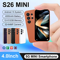 Téléphone portable de rechange S26 MINI, écran HD 4,0 pouces, 12 Go + 512 Go, 5G, double SIM, emplacement pour carte TF, 4000 mAh, déverrouillage facial, smartphone Android de poche