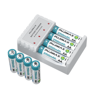 Caricabatterie PUJIMAX a 4 Slot per Batterie <span class=keywords><strong>AA</strong></span> <span class=keywords><strong>e</strong></span> <span class=keywords><strong>AAA</strong></span>, Caricatore USB per Batterie Ricaricabili NiMH con 4 Batterie <span class=keywords><strong>AA</strong></span> NiMH da 2700mAh - Product Image 1