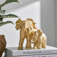 Décoration créative en résine en forme de trois éléphants pour le bureau, le salon ou le meuble TV, style luxe léger, durable