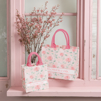 2025 dernier sac fourre-tout en toile de logo de mode imprimé personnalisé de haute qualité plein de rose rose pour les trajets quotidiens et les achats quotidiens