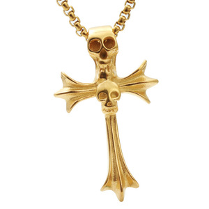 Skull <b>Cross</b> Pendant Necklace Zinc Alloy Unisex Fashion Jewelry Gift - Product Image 1