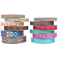 Tissu de tissage Jacquard Polyester personnalisé HT style ethnique intercolor pour vêtements accessoires sacs chaussures sangle sangle
