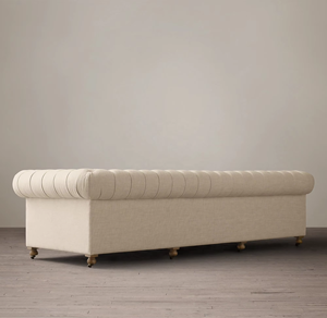 โซฟาผ้ากำมะหยี่สีขาวดำสไตล์หรูหราในร่มสไตล์คลาสสิกเชสเตอร์ฟิลด์สีขาว - Product Image 2