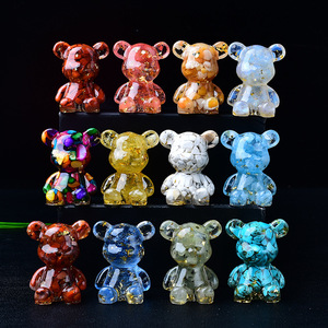 Décoration d'ours en cristal naturel sculpté à la main pour la maison, le salon, le bureau des enfants, cadeau de Noël, ours en résine cristalline - Product Image 1