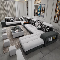 Sofá Seccional de Tela de Estilo Moderno, Sofá Cama, Juego de Sofás para Sala de Estar, Muebles para el Hogar, Juego de Sofás de Esquina en Forma de U de Lujo, 7 Plazas