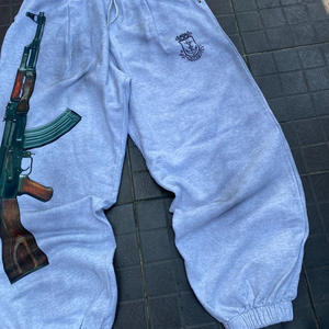 <span class=keywords><strong>Pantaloni</strong></span> Jogger Larghi da Uomo in Cotone 500gsm Stile Coreano con Motivo e Coulisse in Vita - Streetwear - Product Image 2