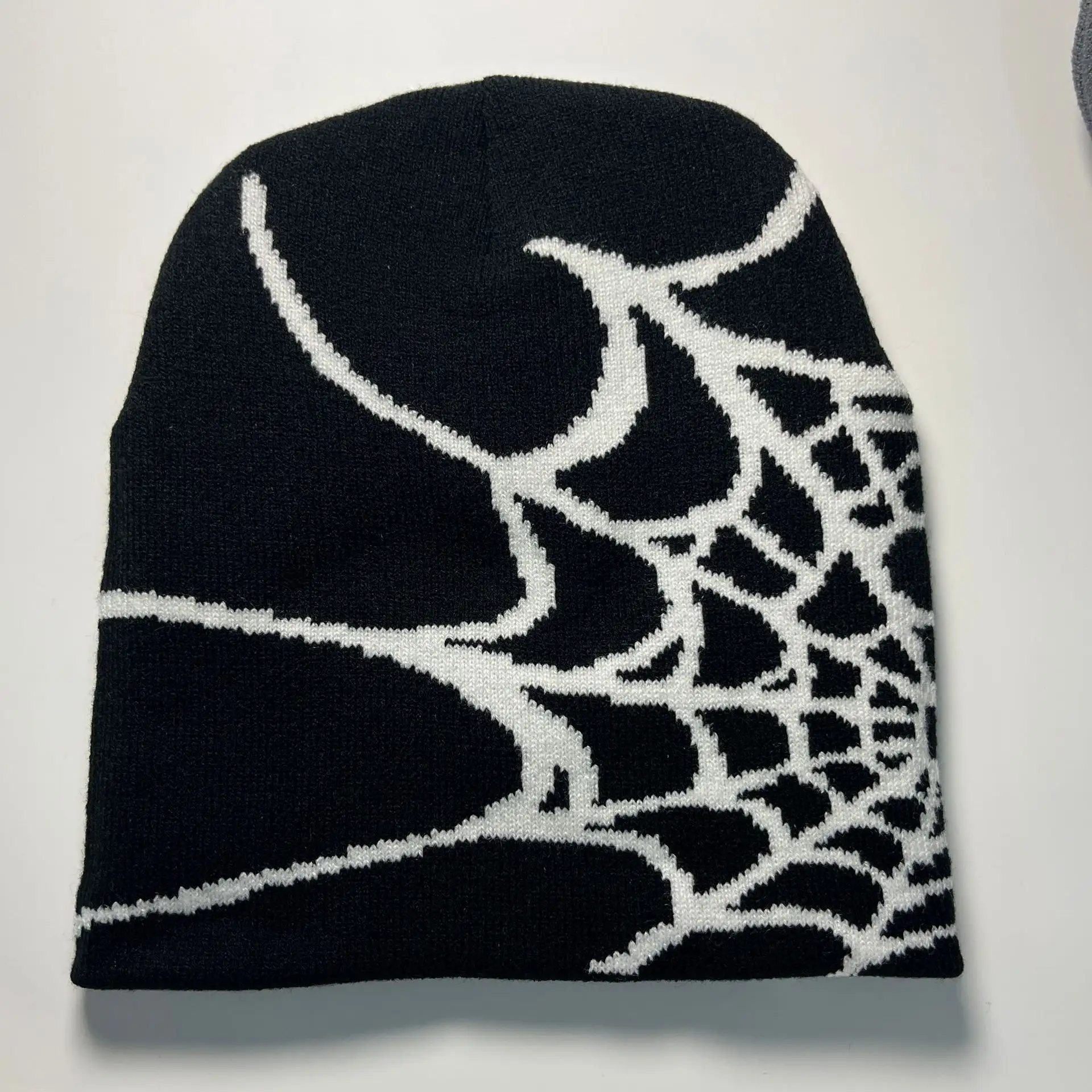 Venta caliente cálido gótico Spider Beanie para hombres invierno mujeres Casual acrílico Jacquard Beanie personalizado Skully Hat gráfico Y2k Beanie