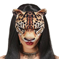 Masque d'Halloween pour Fête de Carnaval, Décoration de Bal Masqué, Demi-masque Animal Léopard en EVA, DIY 17x19cm, Livraison Directe Transfrontalière