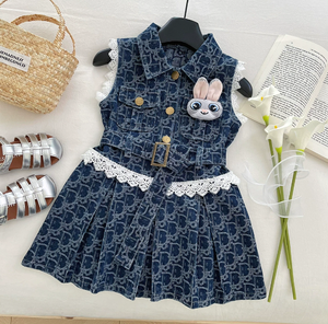 Nuovo Stile Estivo 2025 per Ragazze - Vestito in Denim per Bambine con Bordo in Pizzo, Abito Estivo per Bambine - Product Image 4