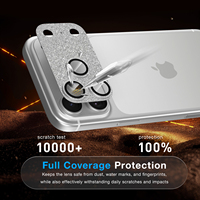 Protection d'objectif d'appareil photo en verre trempé anti-reflet à paillettes argentées, qualité AAA, couverture intégrale pour tous les iPhone