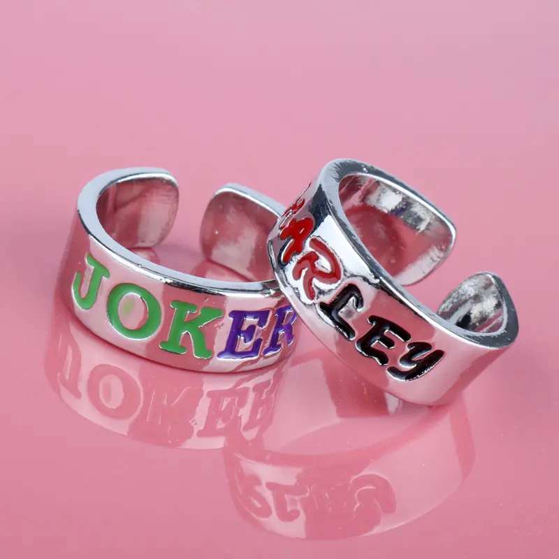Парные кольца Go Party для мужчин и женщин, Простые открытые Регулируемые кольца с надписью «Харли Квинн и Джокер»