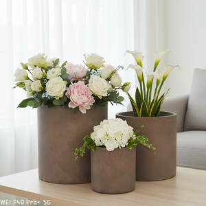 Maceta de arcilla de fibra de jardín <span class=keywords><strong>salvaje</strong></span> redonda de alta calidad, estilo minimalista, recubierta de polvo para interior/exterior - Product Image 2