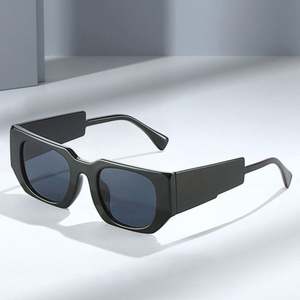 Lunettes de soleil œil de chat léopard bleues à grande monture, personnalisables avec logo, pour hommes et femmes, monture large, style carré, vente en gros - Product Image 2