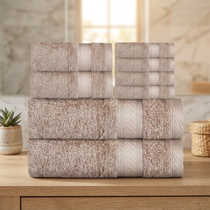 Ensemble de serviettes de bain en coton bio rayé, écologiques, à séchage rapide, rectangulaires, tissées, douces pour la peau, pour usage hôtelier, adultes - Product Image 1