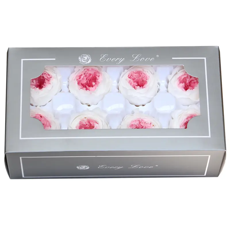 गर्म बेच संरक्षित अनन्त ऑस्टिन गुलाब सिर में बॉक्स के लिए 4-5cm एक ग्रेड 8 फूल सिर शादी सजावट