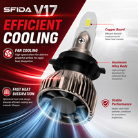 Phare LED de voiture SFIDA V17, ampoule OEM/ODM, 9-16V, 30W, 3000LM, CSP3570, 6000K, alliage d'aluminium, circuit imprimé en cuivre, durée de vie de 30000H
