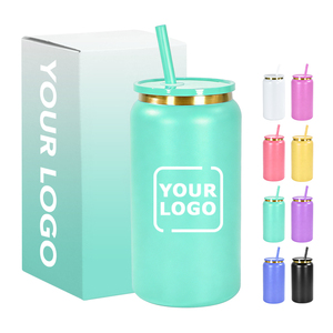 Factory <strong>Customized</strong> Blank Sublimation 16oz Stainless Steel Vacuum Insulated Beer Can Cups Glossy Matte Double Wall <strong>Mason</strong> <strong>Jar</strong> Mug - Product Image 4