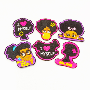 Chất Lượng Cao In Rose Vá Thêu Màu Đen Cô Gái Kỹ Thuật Số Sắt Trên Sticker Thêu Vá Tùy Chỉnh Thêu Chữ Vá - Product Image 5