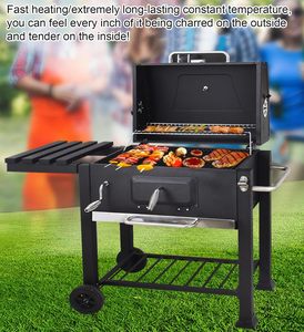 Barbecue à charbon de bois professionnel pour extérieur, grand modèle épaissi en acier au carbone noir pour patio et cour - Product Image 3