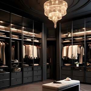 2025 Custom Luxury Modern Walk-in Closet Wood Bedroom Cupboards Luxury Open <b>Wardrobe</b> System for Living Room - Product Image 2