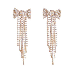 Nouvelles boucles d'oreilles pendantes transfrontalières en strass cristal papillon avec pompon, plaquées or, accessoires d'anniversaire pour femmes YFJEWE E838 - Product Image 1
