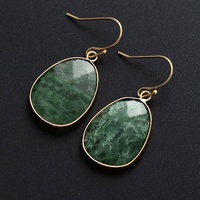 Neueste Luxuriöse Vergoldete Natürliche Klare Quarz-Lapis-Jaspis Boho Vintage Tropfenförmige Unisex Jubiläums-Ohrringe