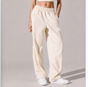 <span class=keywords><strong>Pantaloni</strong></span> Sportivi da <span class=keywords><strong>Donna</strong></span> Personalizzati OEM a Gamba Larga in 100% Cotone, Vita Media-Alta, Ideali per Sport Quotidiani e Abbigliamento Casual - Product Image 1