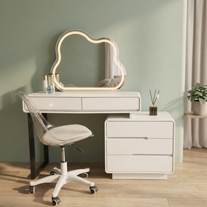 Modern Makeup <b>Vanity</b> <b>Table</b> With Lighted <b>Mirror</b> Storage Desk For Bedroom Furniture - Product Image 3
