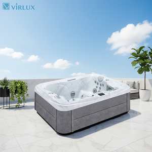 อ่างน้ำร้อนกลางแจ้ง VIRLUX สำหรับ 3 คน พร้อ<span class=keywords><strong>ม</strong></span>ระบบทำความร้อนเร็วและหัวฉีดล<span class=keywords><strong>ม</strong></span> สำหรับติดตั้งบนระเบียงหรือลานขนาดเล็ก - Product Image 1