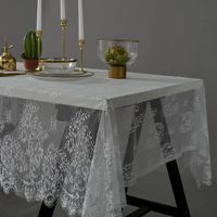 Blanc Noir Floral Chemin De Table Brodé Couverture De Table Vintage Dentelle Nappe Pour Table Décor Fête Mariages