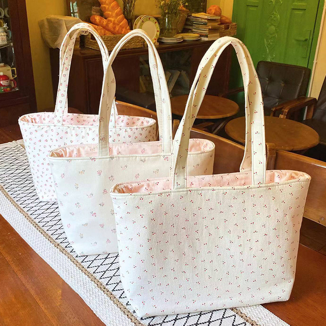 Custom Printed Logo Nylon Tote Bags Shopping Tote Bag Large Capacity Shoulder Bag With Outside Pocket